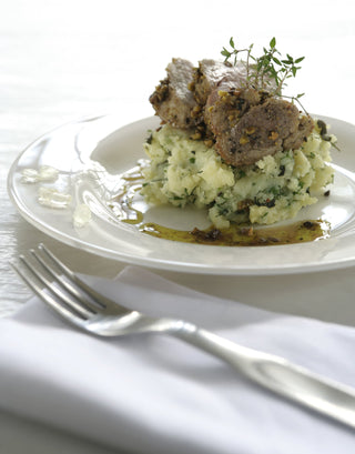 Ψαρονέφρι με κρούστα από φυστίκια και πουρέ πατάτας με μαστίχα -  mastihashop