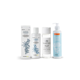 Face Gel Cleanser with Chios Mastiha and Oligoelements Cu, Mn and Zn 200ml and Revitalizing Lotion with Chios Mastiha Aqueous Extract 220ml and Cleansing Milk with Mastiha, Chamomile, Aloe Vera and Provitamin B5 250ml, -50%