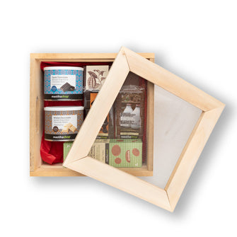Ξύλινο Κουτί Δώρου με Ροφήματα και Σνακ Σοκολάτας - mastihashop