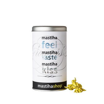 Καραμέλες με Μαστιχέλαιο Χίου στη Γέμιση σε Μεταλλική Συσκευασία Δώρου 250g - mastihashop